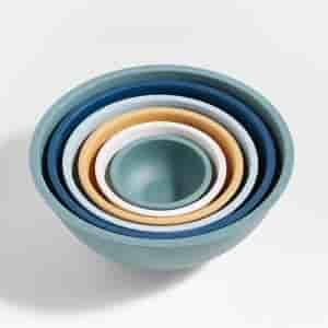 ecogrillware White Rimmed Mixing and Serving Bowls Set of 6