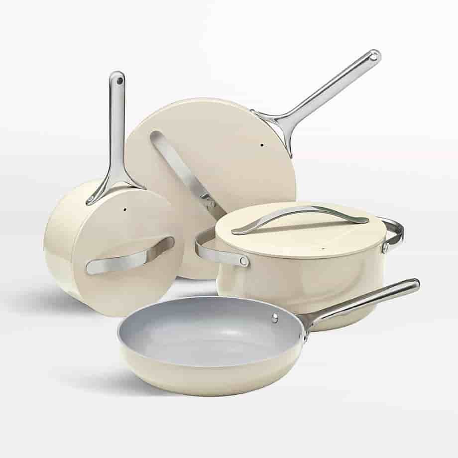 ecogrillware Home 4-Piece Cream Ceramic Non-Stick Cookware Set