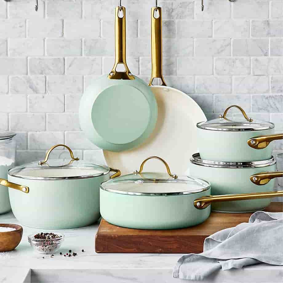 Ecogrillware Home 7-Piece Silt Green Non-Stick Ceramic Cookware