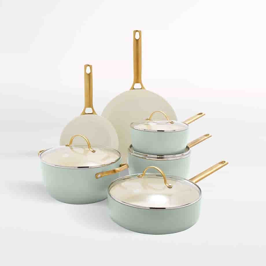 Ecogrillware Home 7-Piece Silt Green Non-Stick Ceramic Cookware
